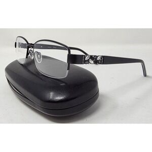 Destiny Percy Eyeglass Frames Women Black Metal Crystal Onyx 54-18-140 w Case